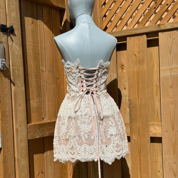 🆕 BRONX & BANCO 🧿 NWOT Maraya Blanc Lace Mini Dress, Sz M US 6 - Picture 7 of 16